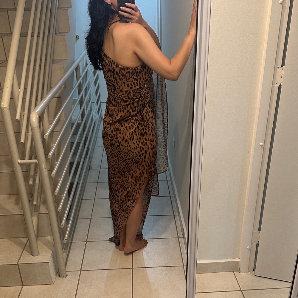 Leopard Print One-Shoulder Dress - image 3